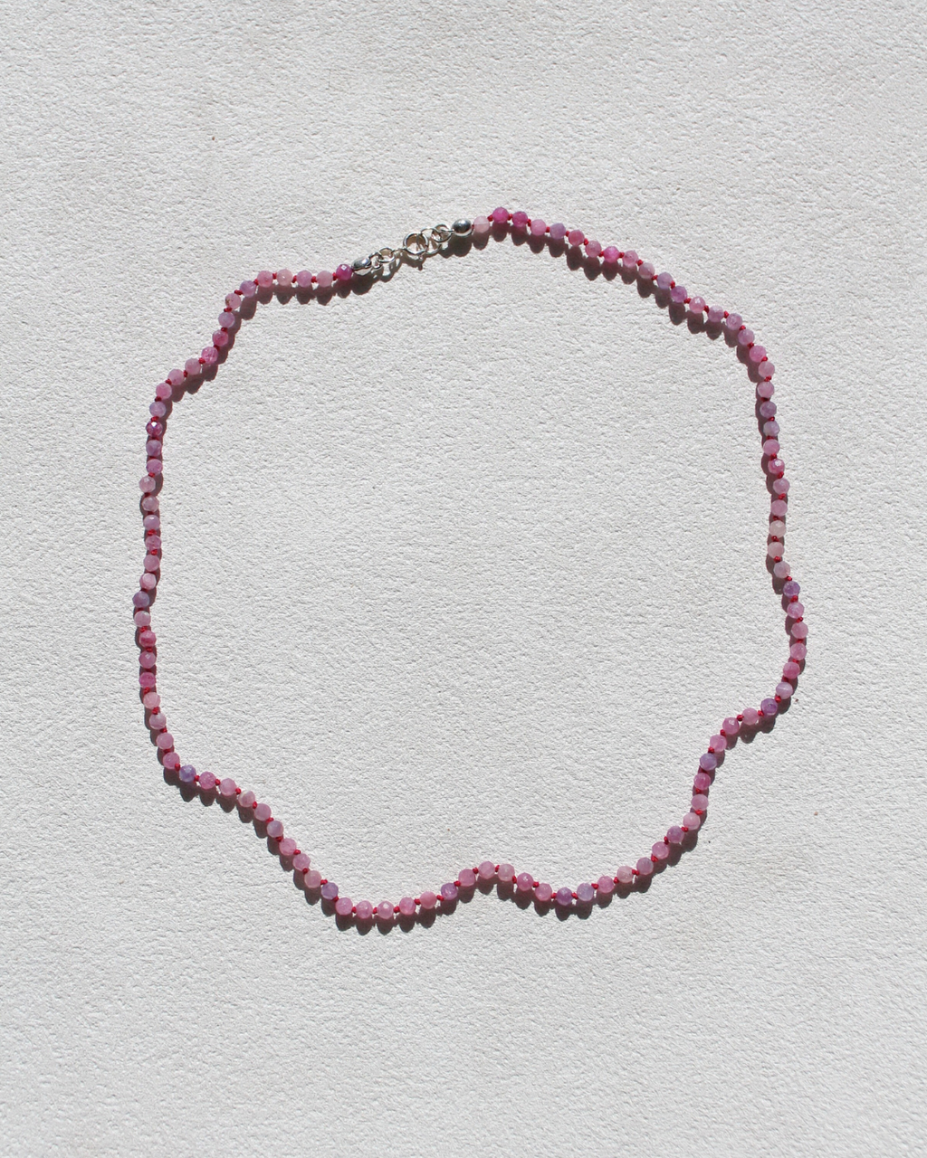 Dainty Ruby Necklace - Hand knotted