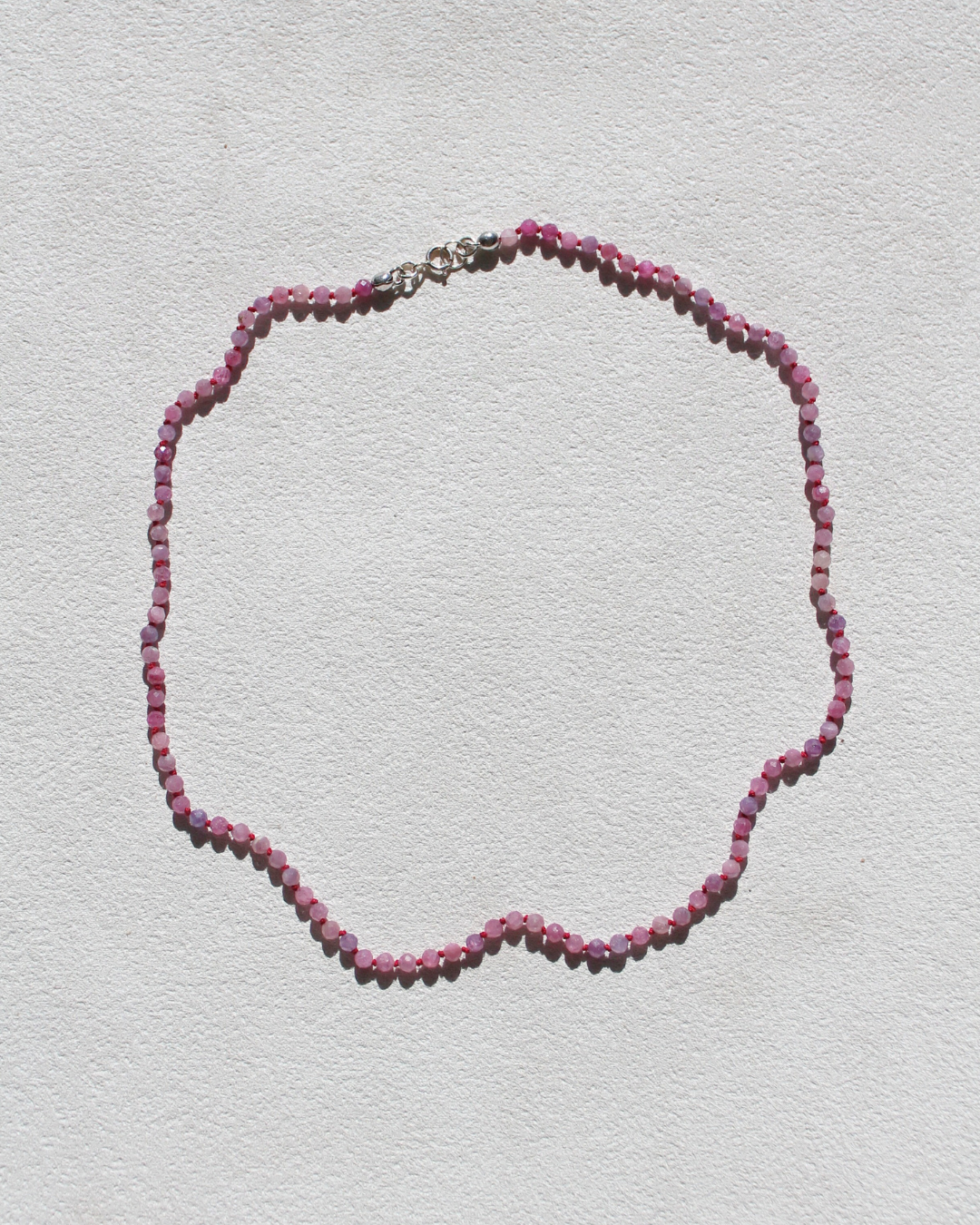 Dainty Ruby Necklace - Hand knotted