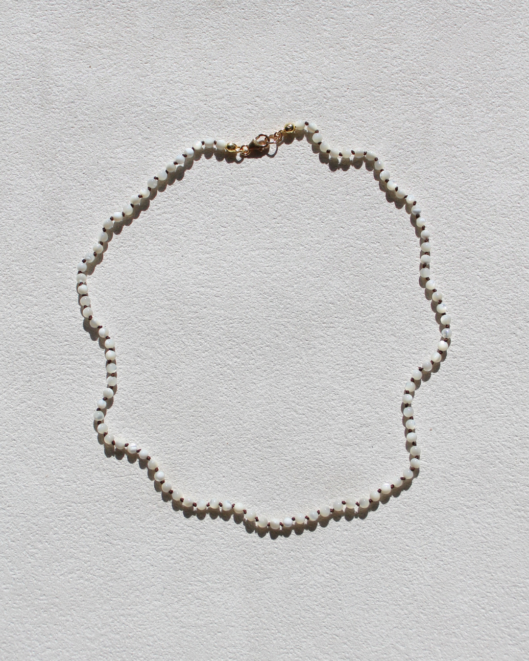 Dainty Mother of Pearl Necklace - Hand knotted