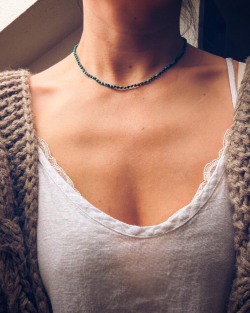 Dainty African Turquoise Necklace - Hand knotted