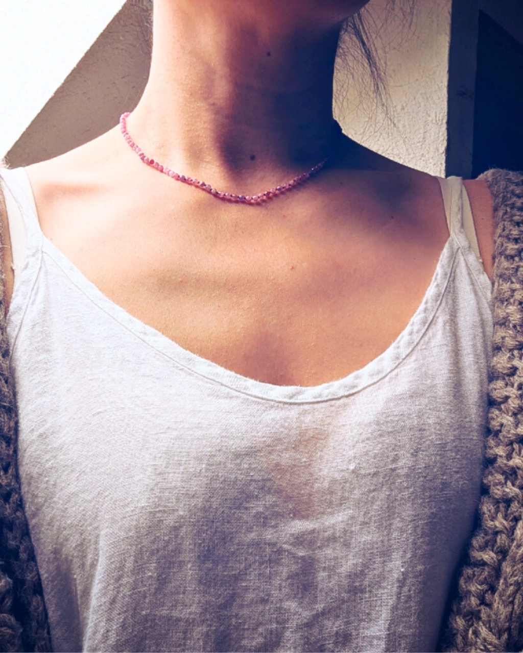 Dainty Ruby Necklace - Hand knotted