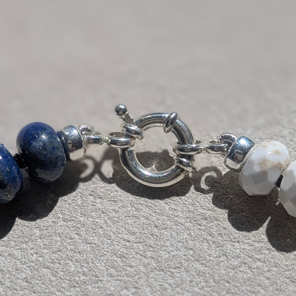 Lapis Lazuli, Jade & Magnesite Crystal Talisman Bracelet - "Deep Blue Sea" | Sterling Silver