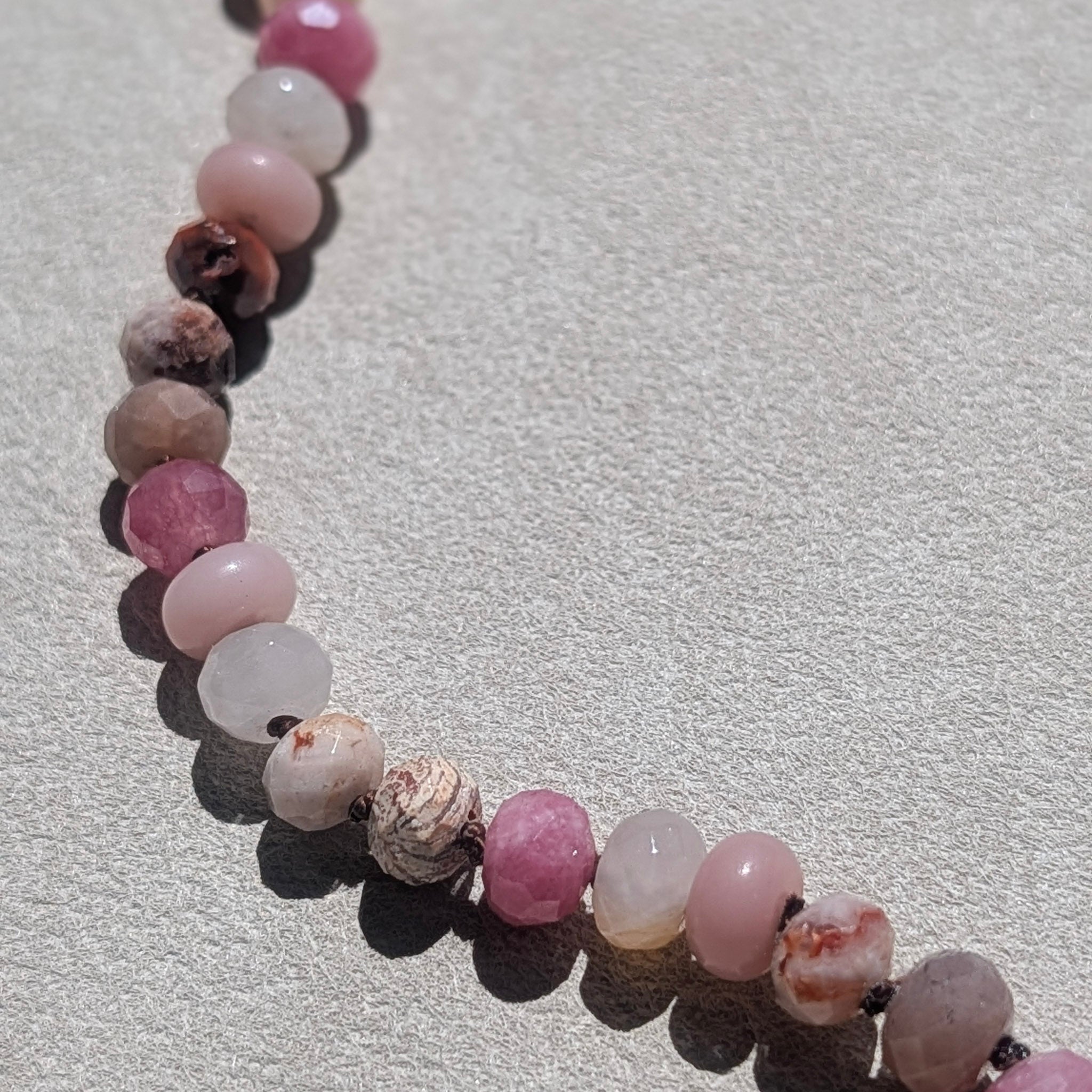 Cherry Agate, Peach Moonstone, Madagascar Rose Quartz, Multi Gemstone Necklace | 18k Gold Filled
