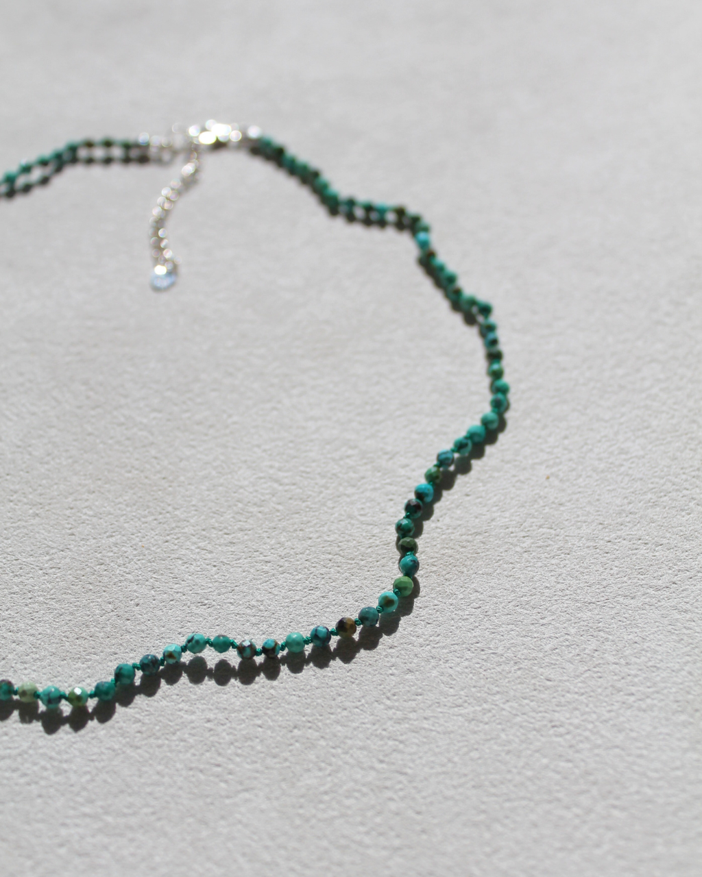 Dainty African Turquoise Necklace - Hand knotted