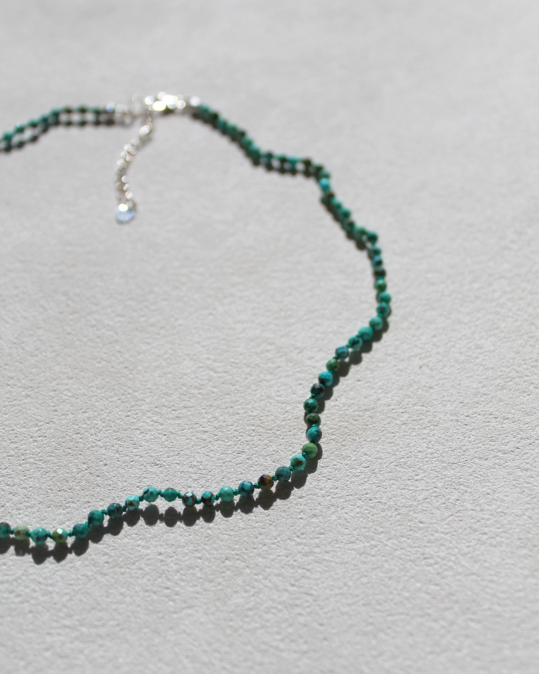Dainty African Turquoise Necklace - Hand knotted