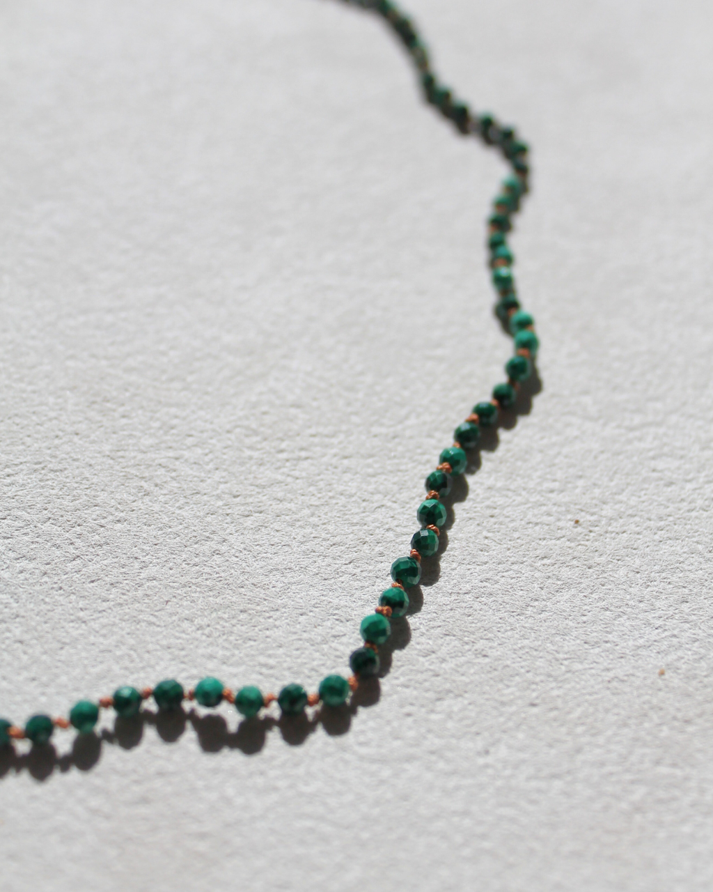 Dainty Malachite Necklace - Hand knotted
