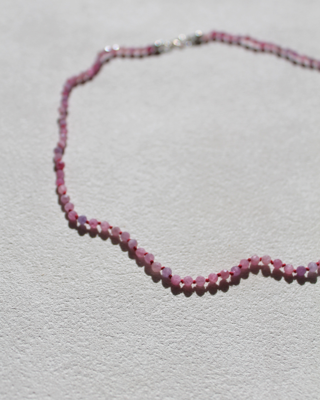 Dainty Ruby Necklace - Hand knotted