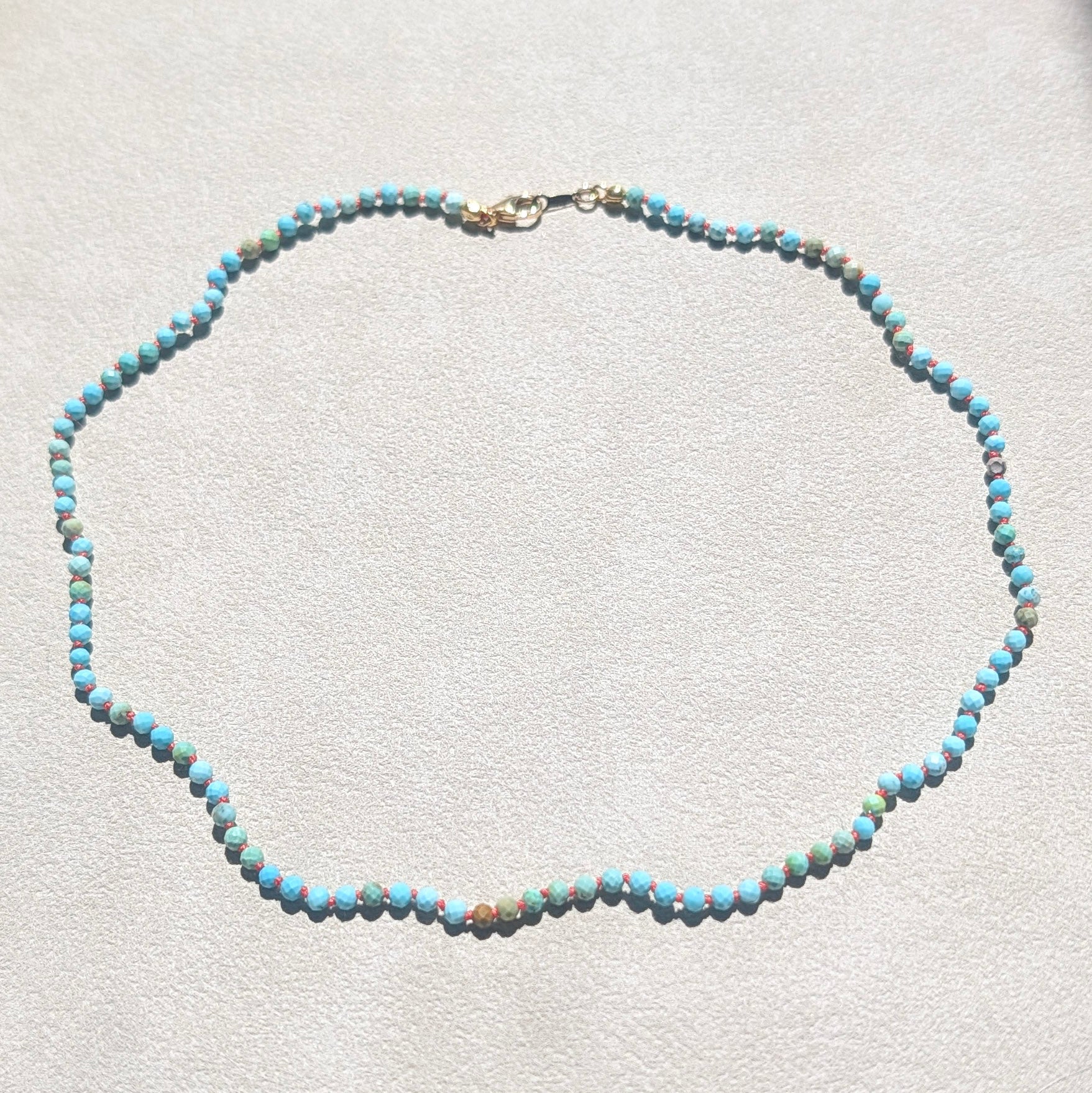 Blue Turquoise & Coral Silk Minimalist Talisman Necklace | 14K Gold Filled