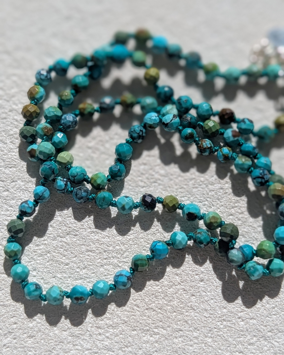 Dainty African Turquoise Necklace - Hand knotted