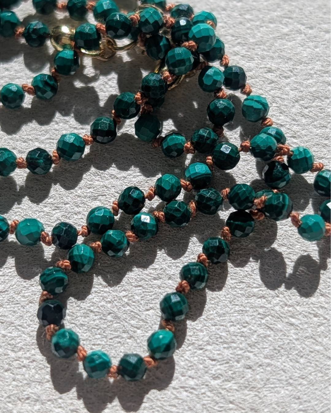 Dainty Malachite Necklace - Hand knotted