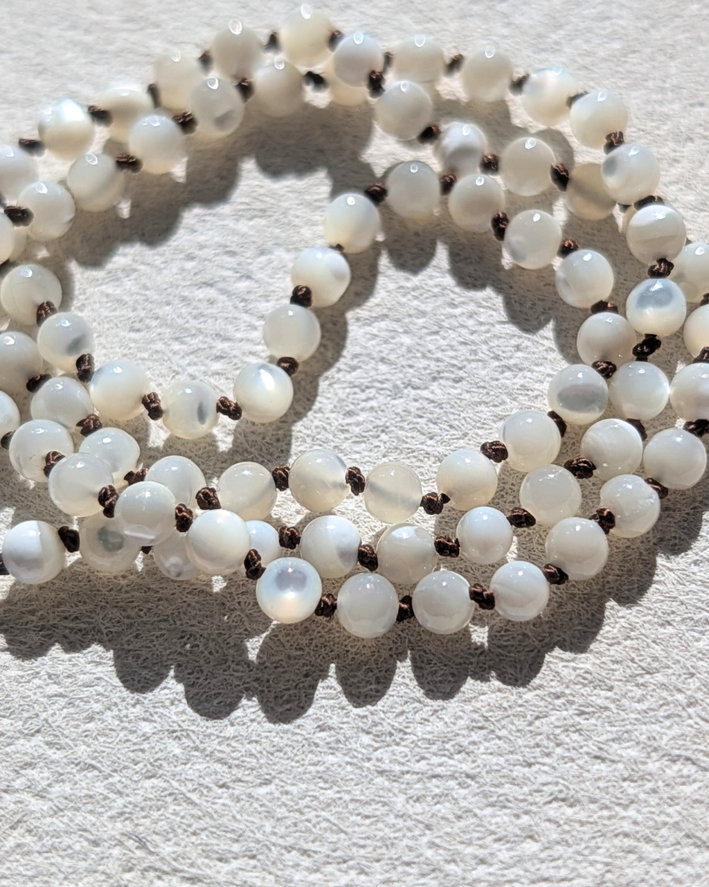 Dainty Mother of Pearl Necklace - Hand knotted