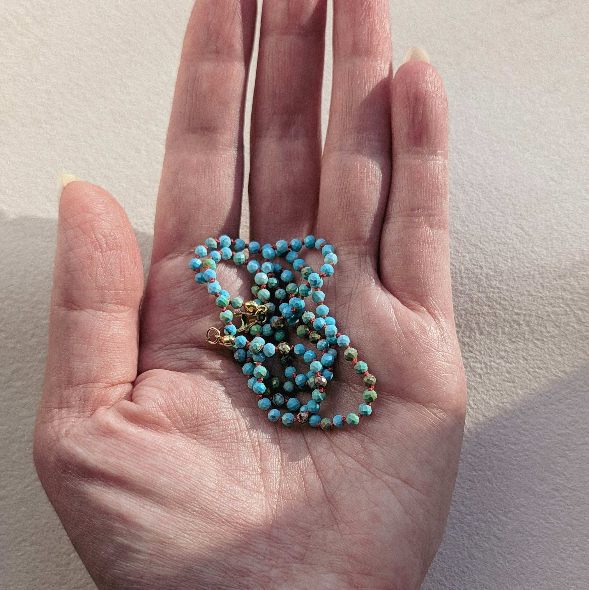 Blue Turquoise & Coral Silk Minimalist Talisman Necklace | 14K Gold Filled