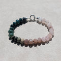 Indian Agate, Peach Moonstone & Madagascar Rose Quartz Crystal Talisman Bracelet - "Mountain Dusk" | Sterling Silver