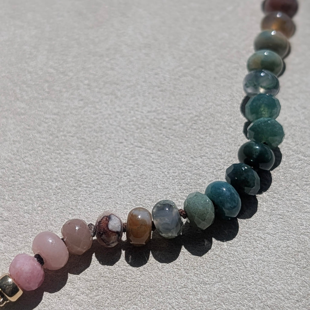 Cherry Agate, Peach Moonstone, Madagascar Rose Quartz, Multi Gemstone Necklace | 18k Gold Filled