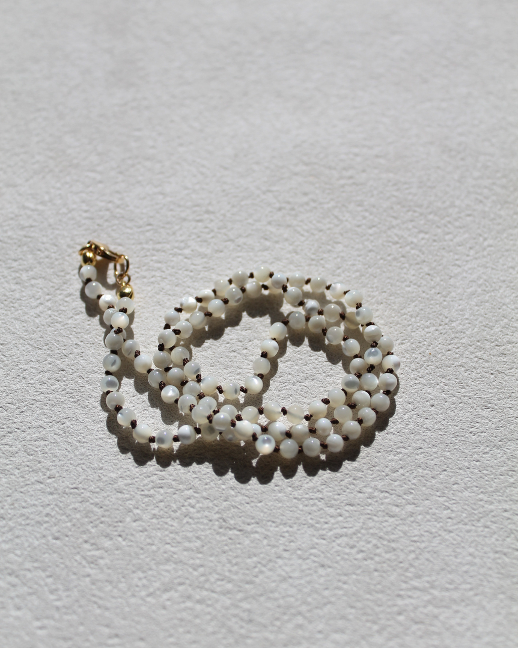 Dainty Mother of Pearl Necklace - Hand knotted