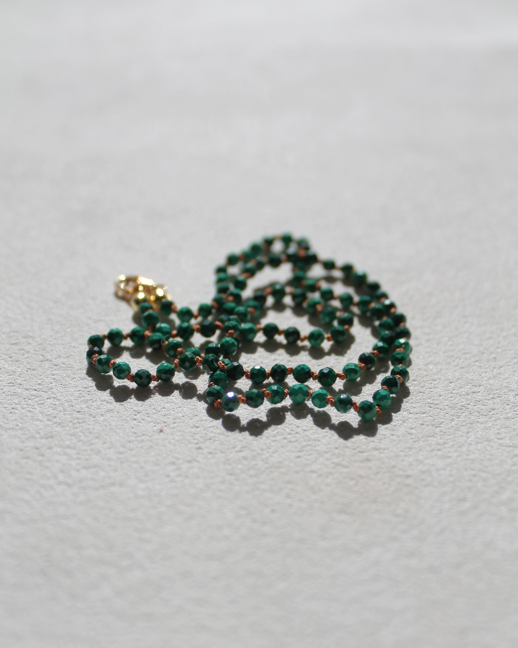 Dainty Malachite Necklace - Hand knotted