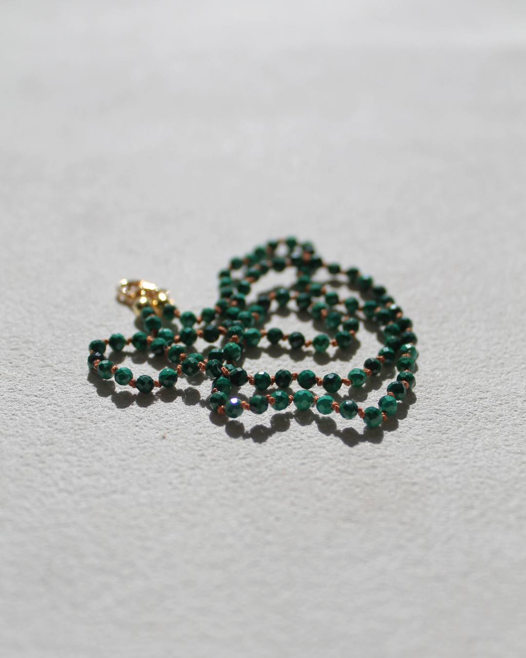 Dainty Malachite Necklace - Hand knotted