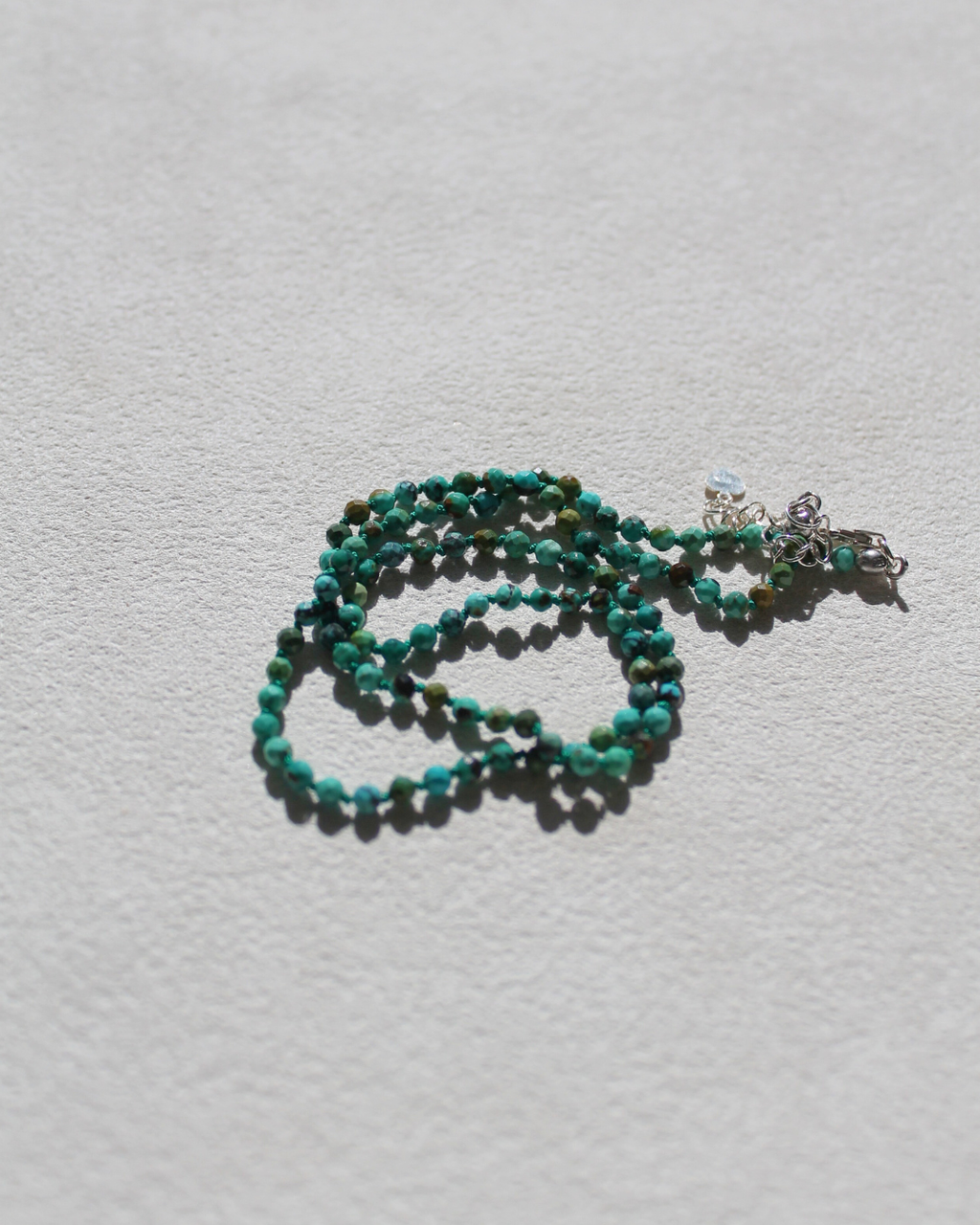 Dainty African Turquoise Necklace - Hand knotted