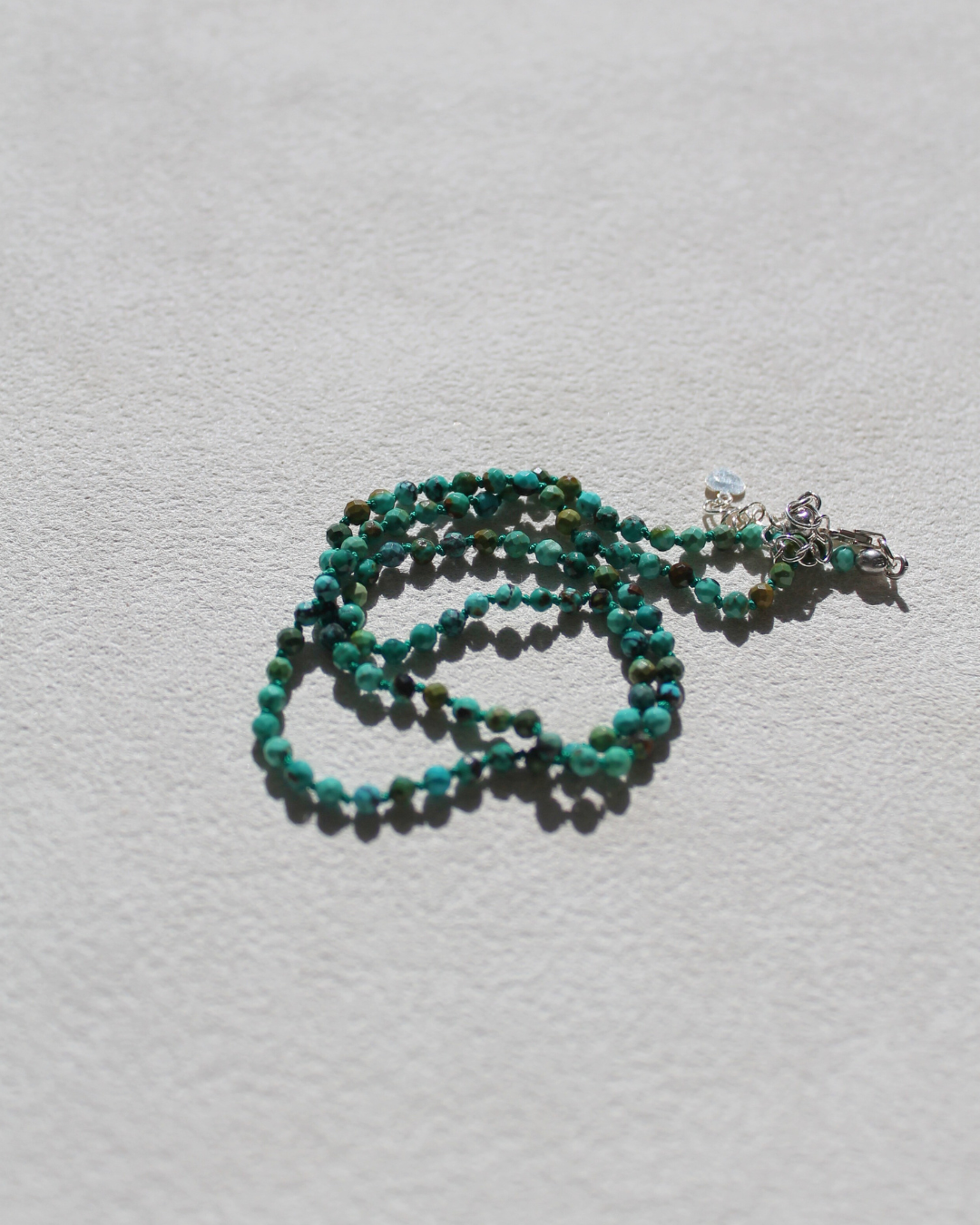 Dainty African Turquoise Necklace - Hand knotted
