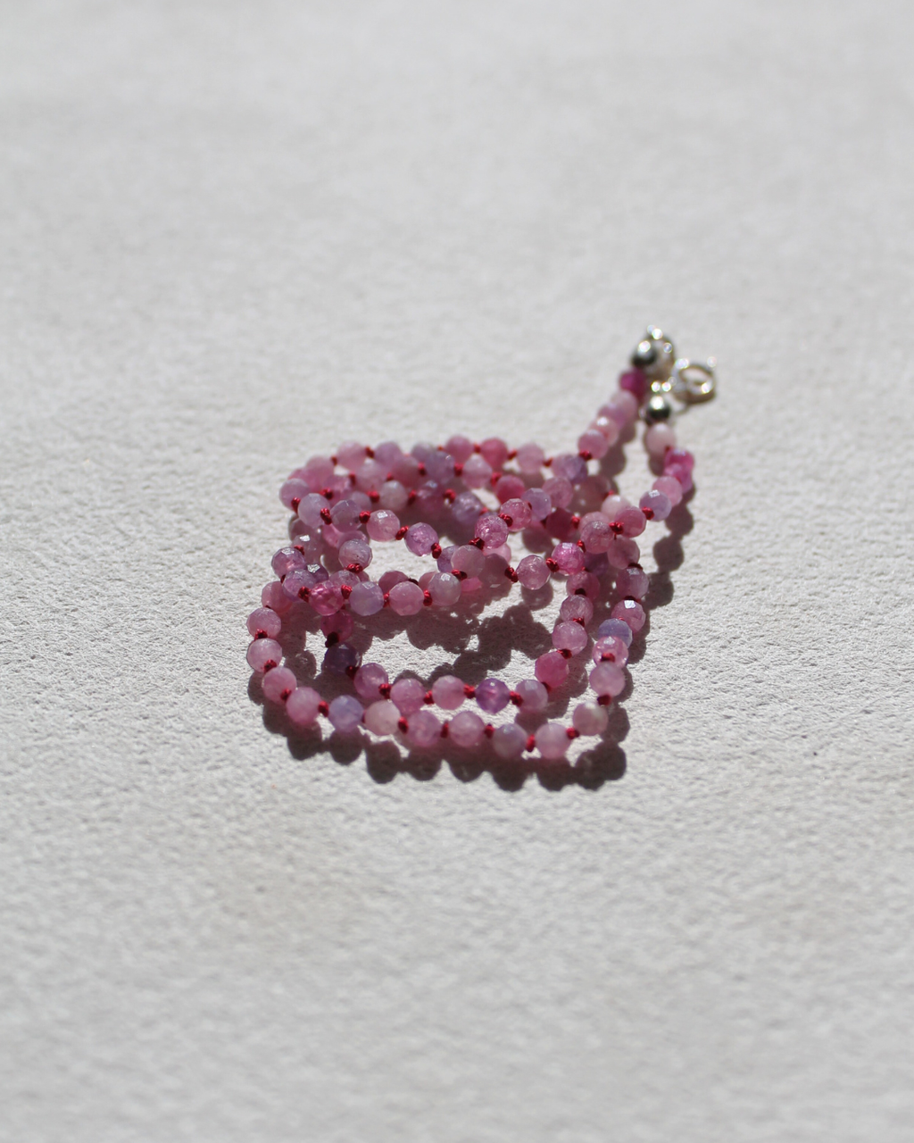 Dainty Ruby Necklace - Hand knotted