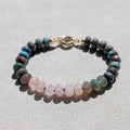Crazy Lace Agate, Indian Agate & Madagascar Rose Quartz Crystal Talisman Bracelet - "Mountain Dawn" | 18K Gold Filled