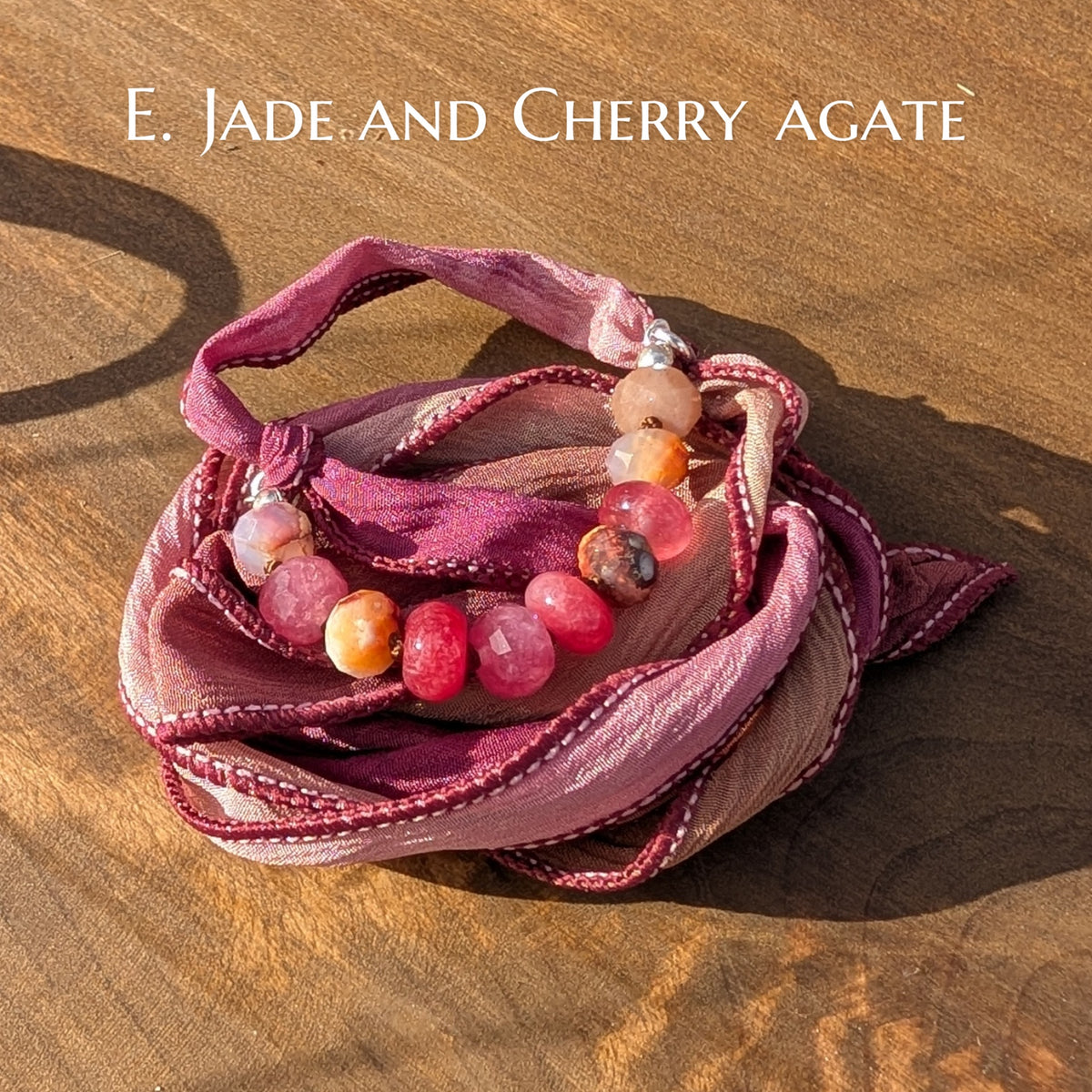 Multi Way Silk Ribbon with Hand-knotted Gemstones