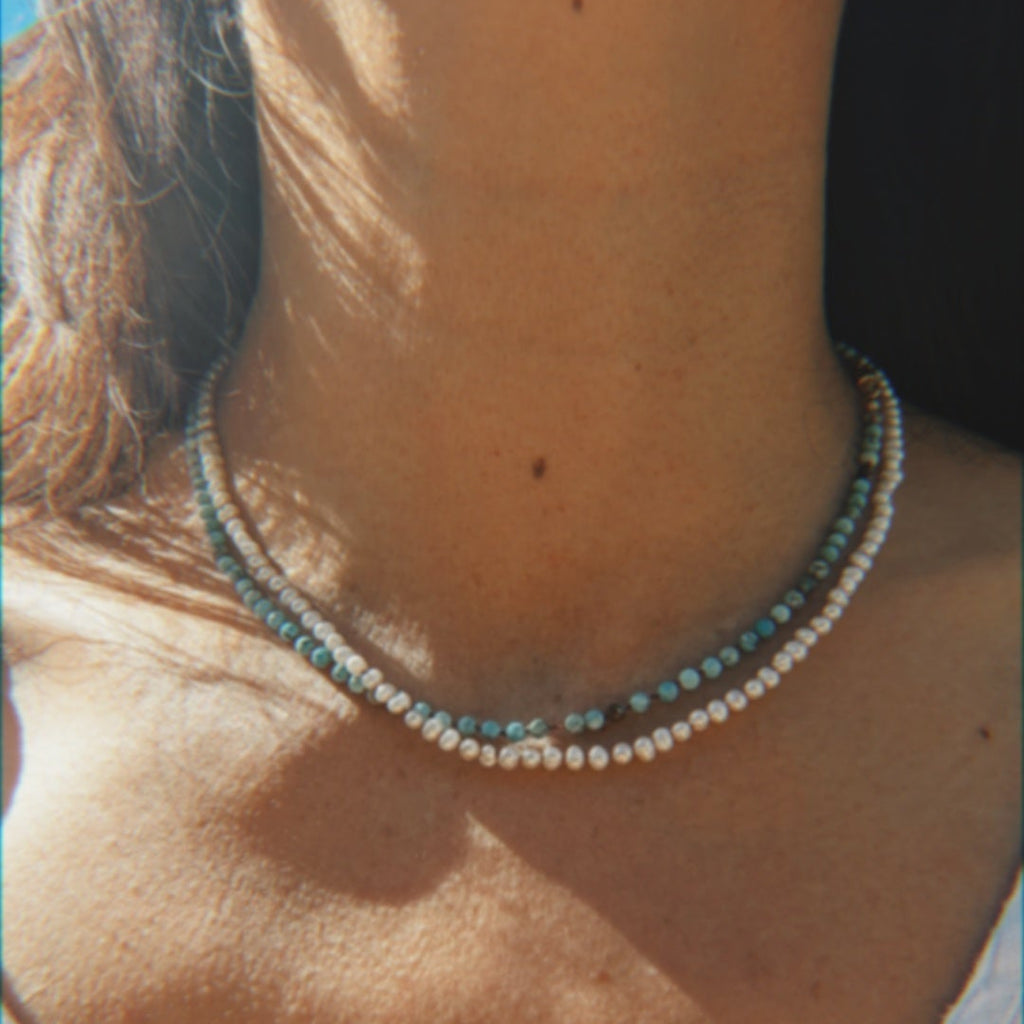 Freshwater Pearl Silk Necklace with 14K Gold Filled Magnetic Clasp