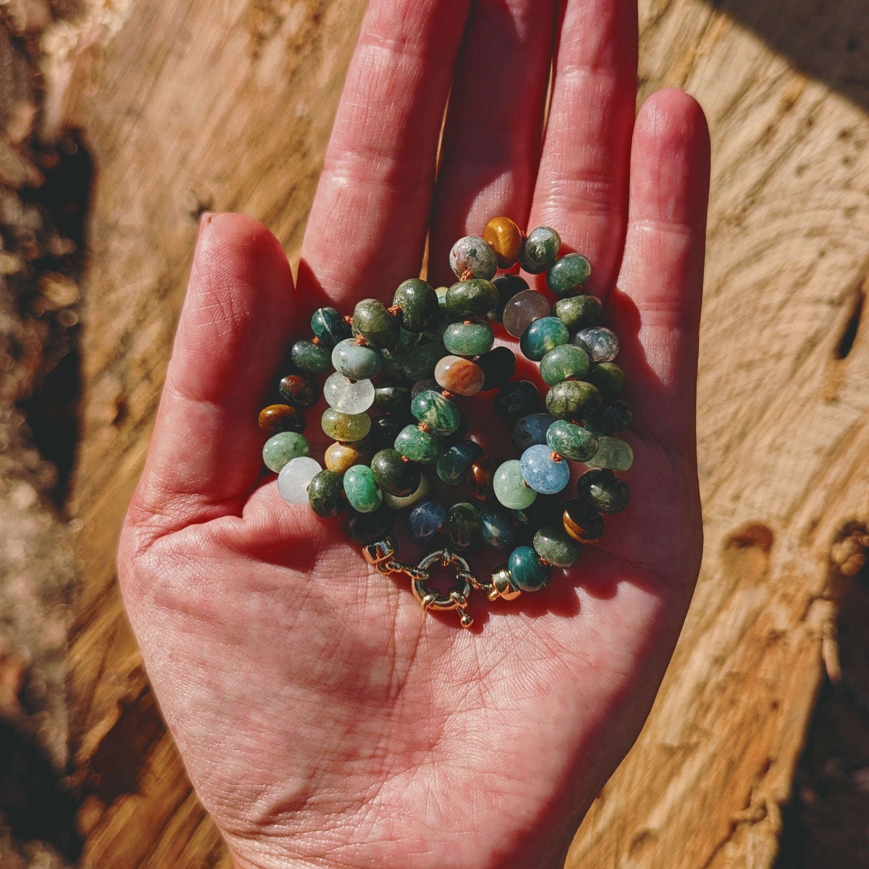 Forest Gemstone Necklace – Jade, Agate & Tiger’s Eye