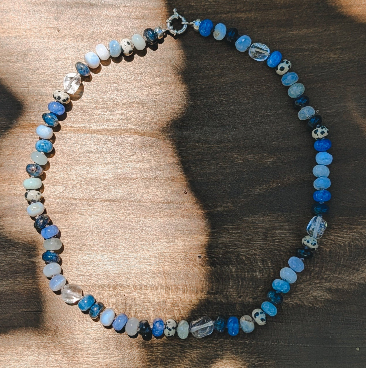 Blue Multi Gemstones Hand-Knotted Necklace