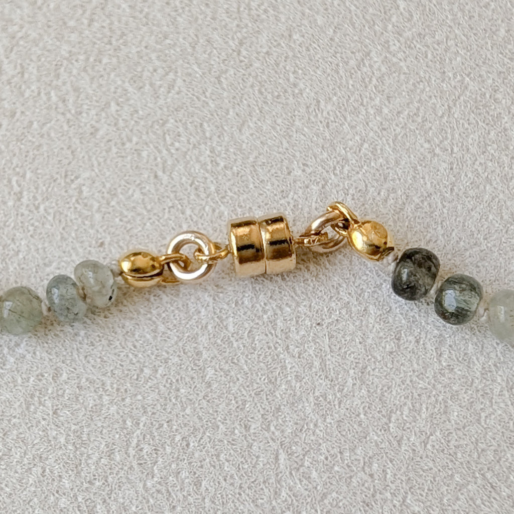 Moss Aquamarine Hand-Knotted Silk Necklace