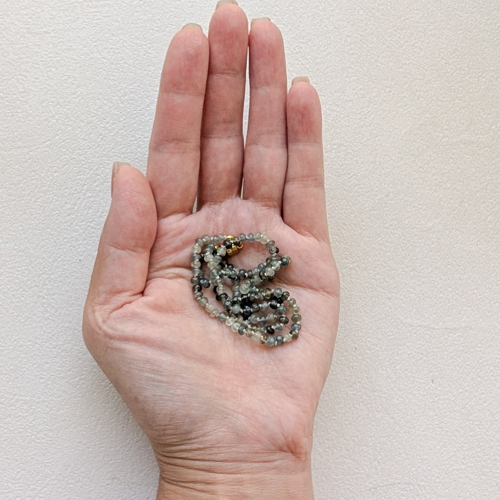 Moss Aquamarine Hand-Knotted Silk Necklace