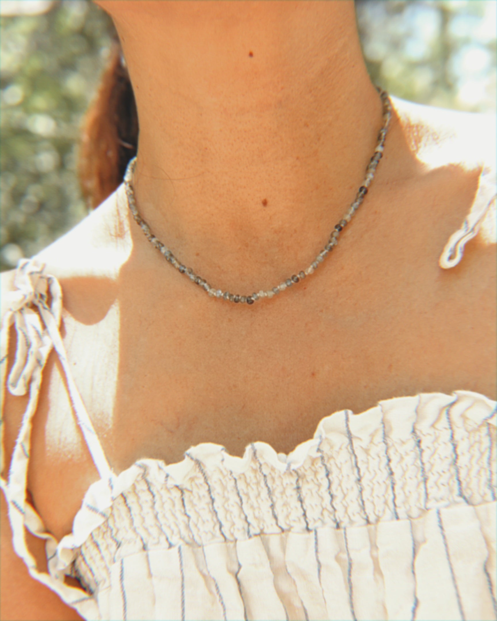 Moss Aquamarine Hand-Knotted Silk Necklace