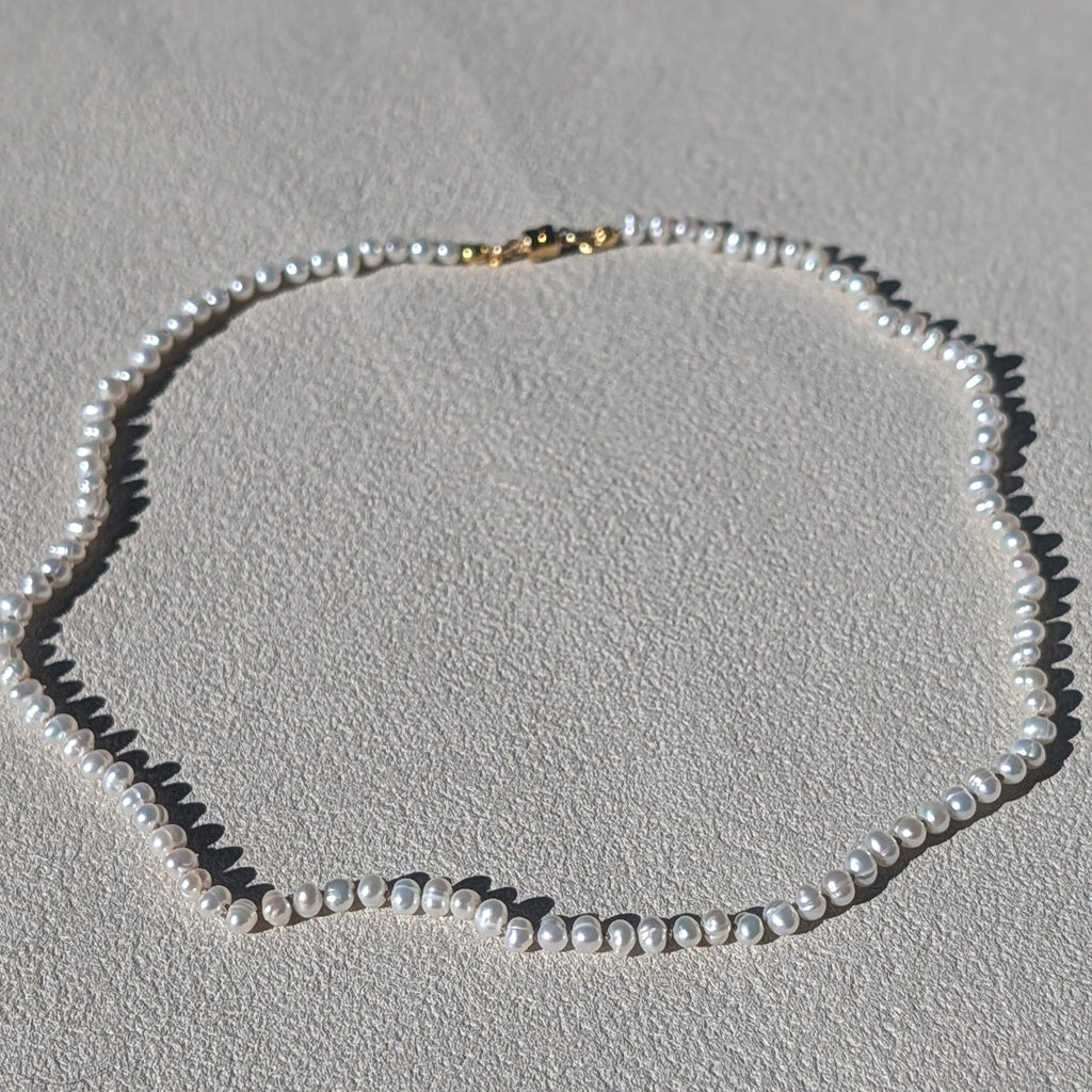 Freshwater Pearl Silk Necklace with 14K Gold Filled Magnetic Clasp