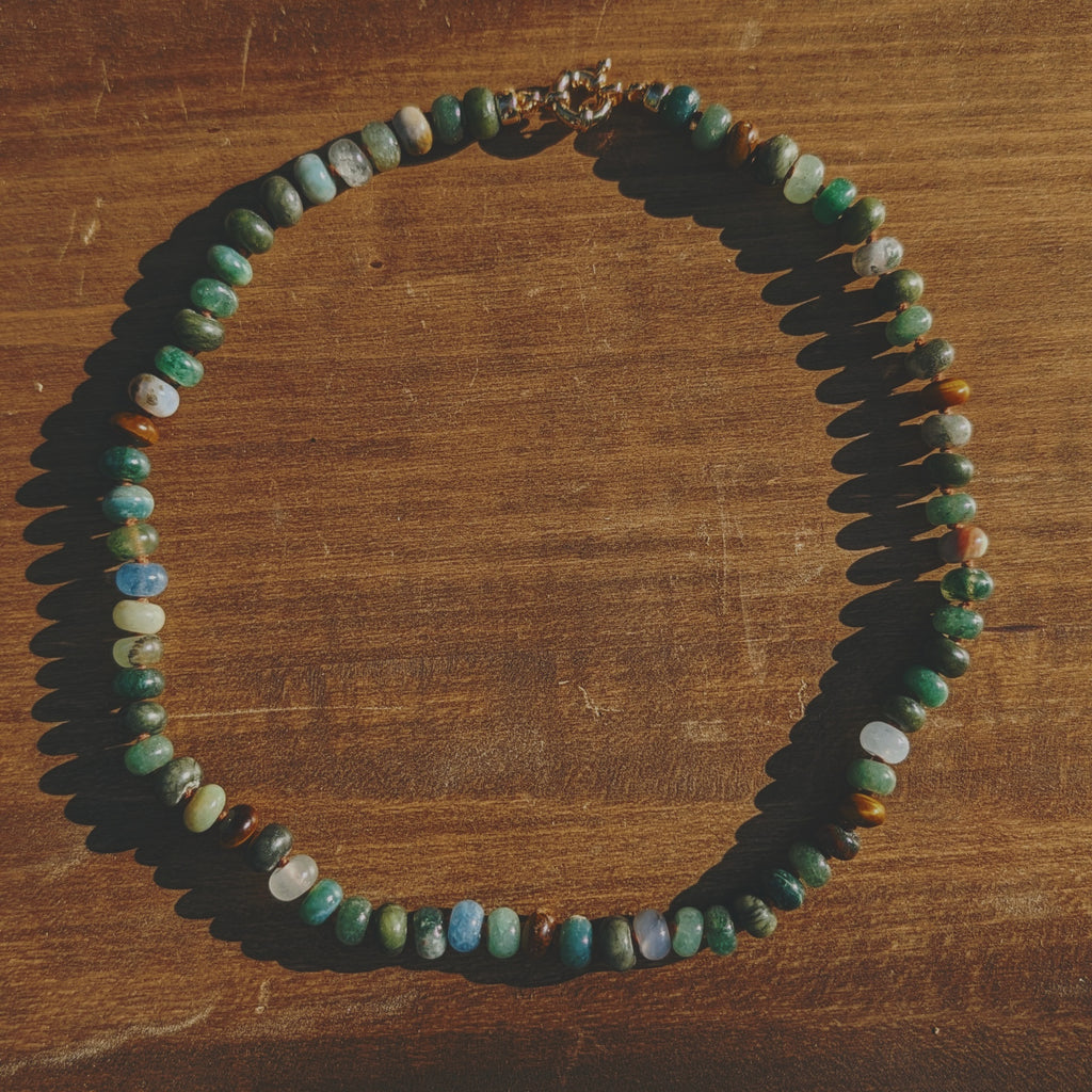 Forest Gemstone Necklace – Jade, Agate & Tiger’s Eye
