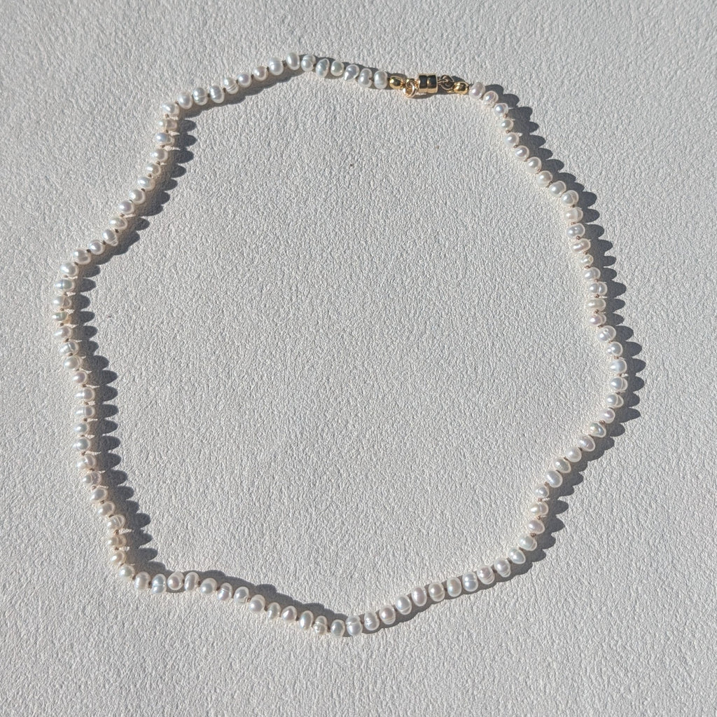 Freshwater Pearl Silk Necklace with 14K Gold Filled Magnetic Clasp