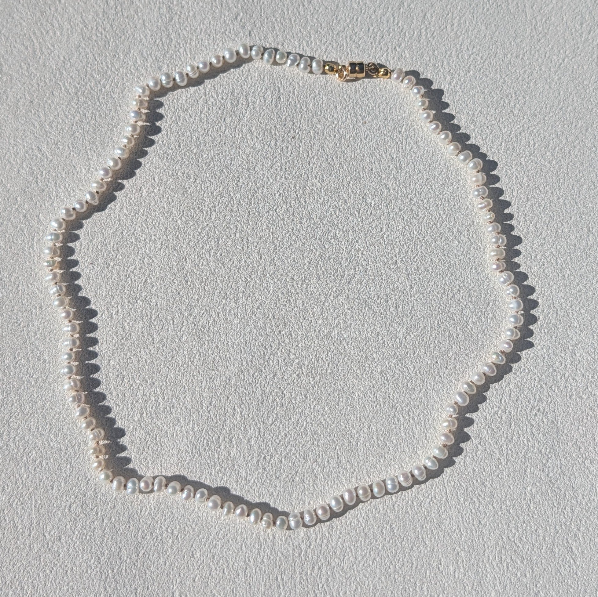 Freshwater Pearl Silk Necklace with 14K Gold Filled Magnetic Clasp