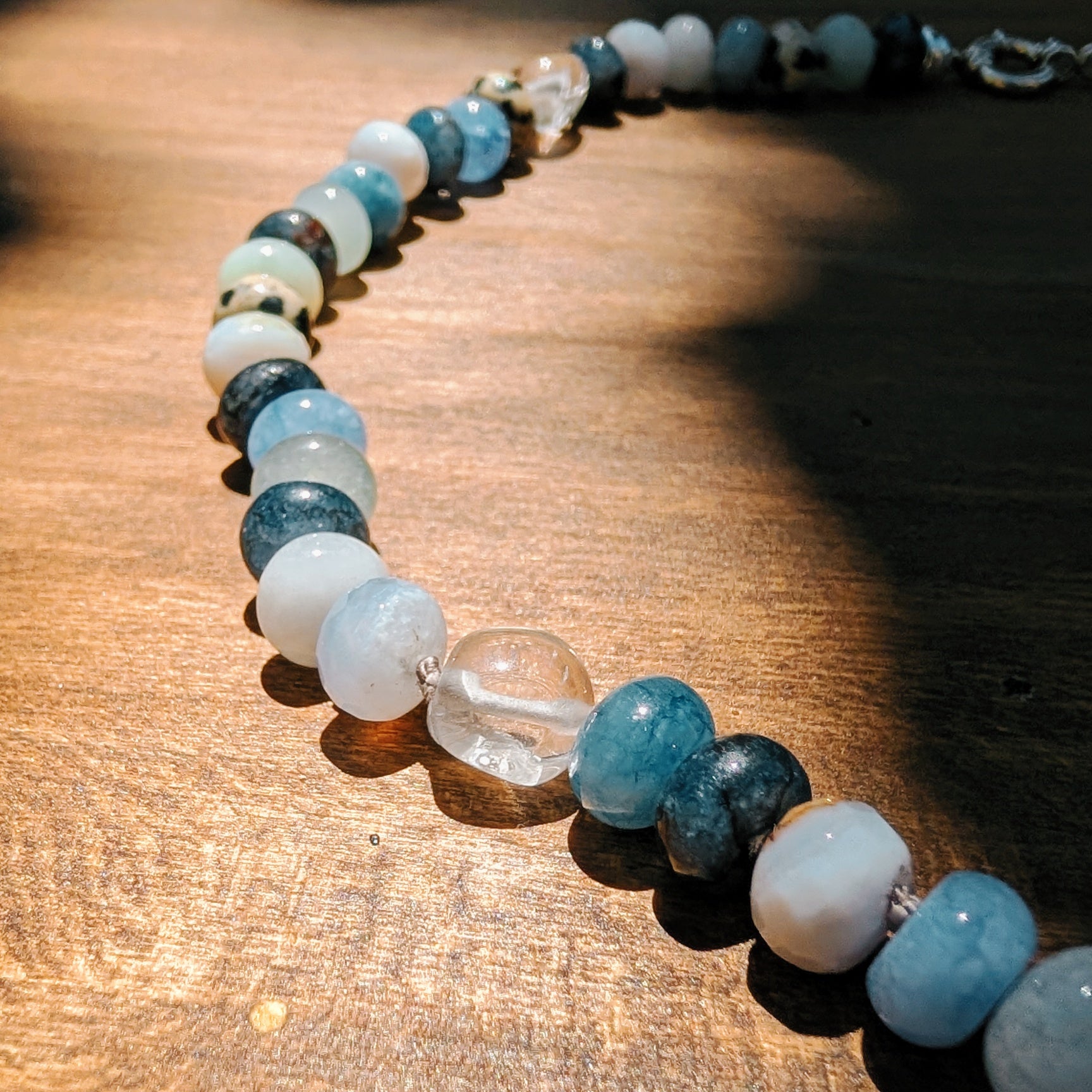 Blue Multi Gemstones Hand-Knotted Necklace