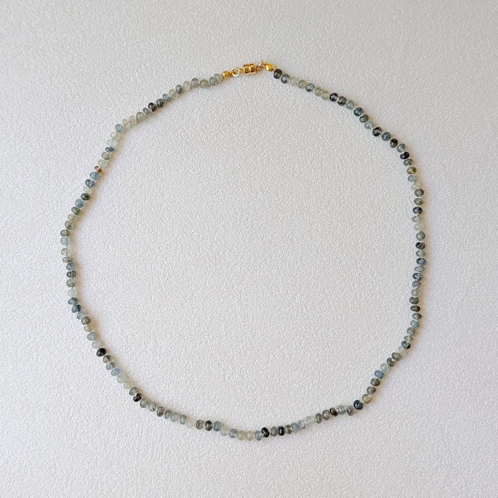 Moss Aquamarine Hand-Knotted Silk Necklace