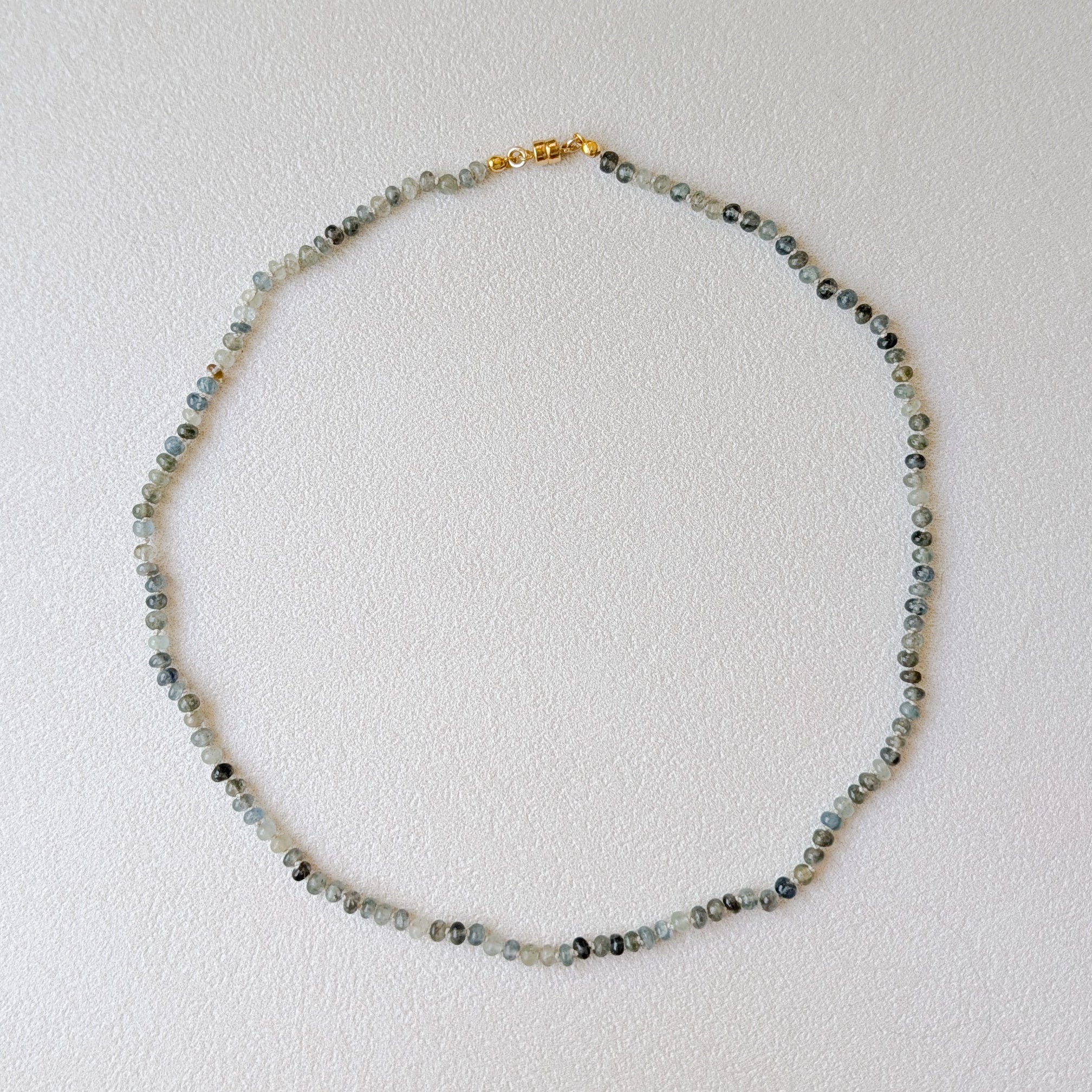 Moss Aquamarine Hand-Knotted Silk Necklace