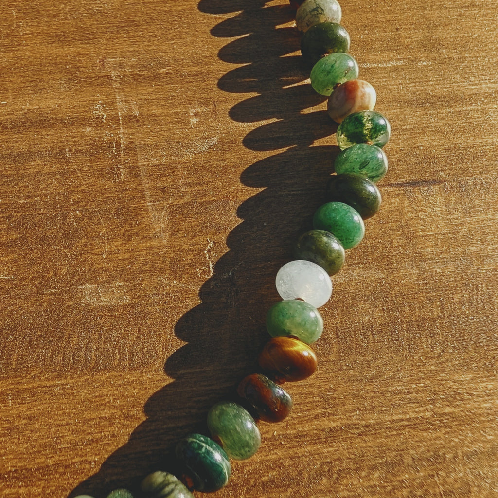 Forest Gemstone Necklace – Jade, Agate & Tiger’s Eye