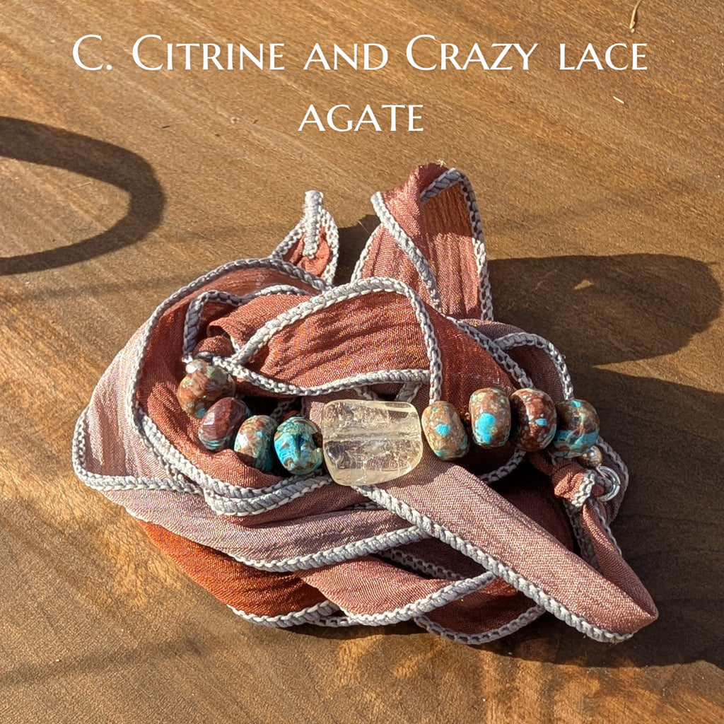 Multi Way Silk Ribbon with Hand-knotted Gemstones