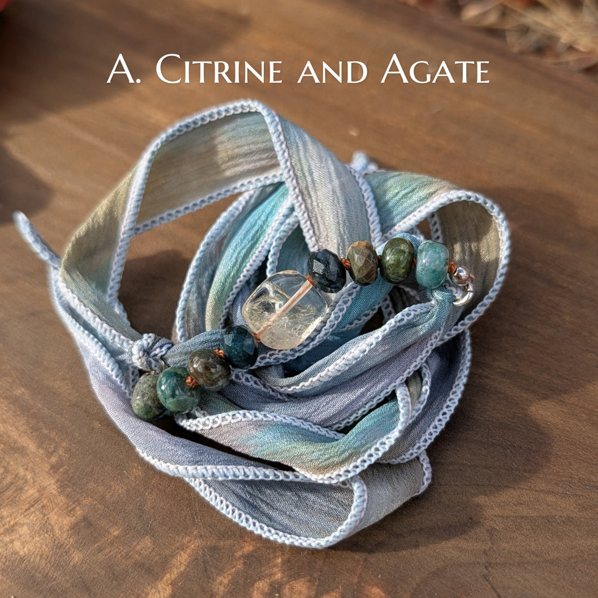 Multi Way Silk Ribbon with Hand-knotted Gemstones