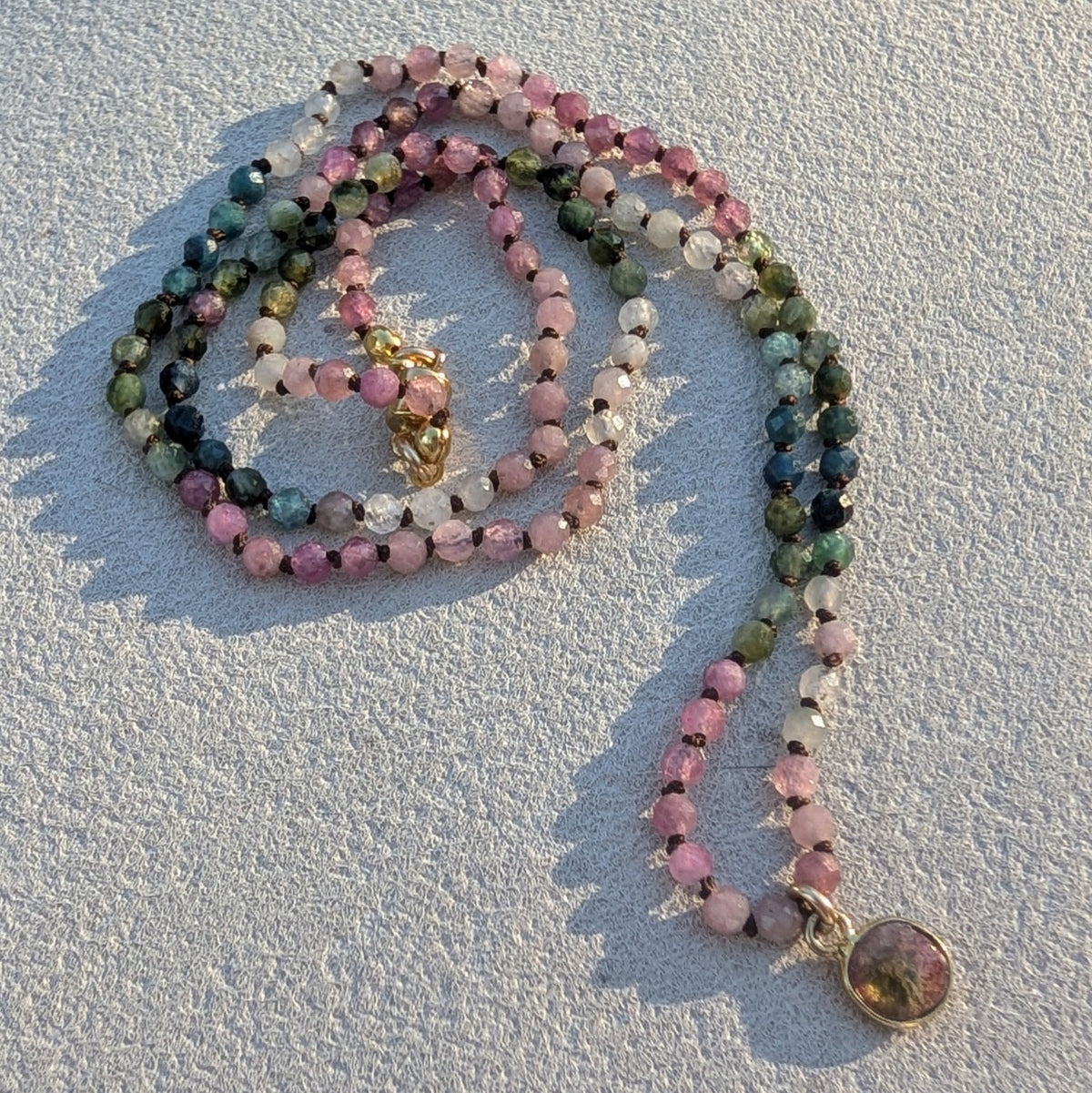 Hand-knotted Tourmaline Pendant Necklace