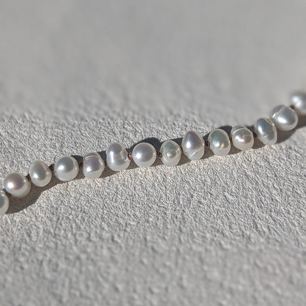 Freshwater Pearl Silk Necklace with 14K Gold Filled Magnetic Clasp