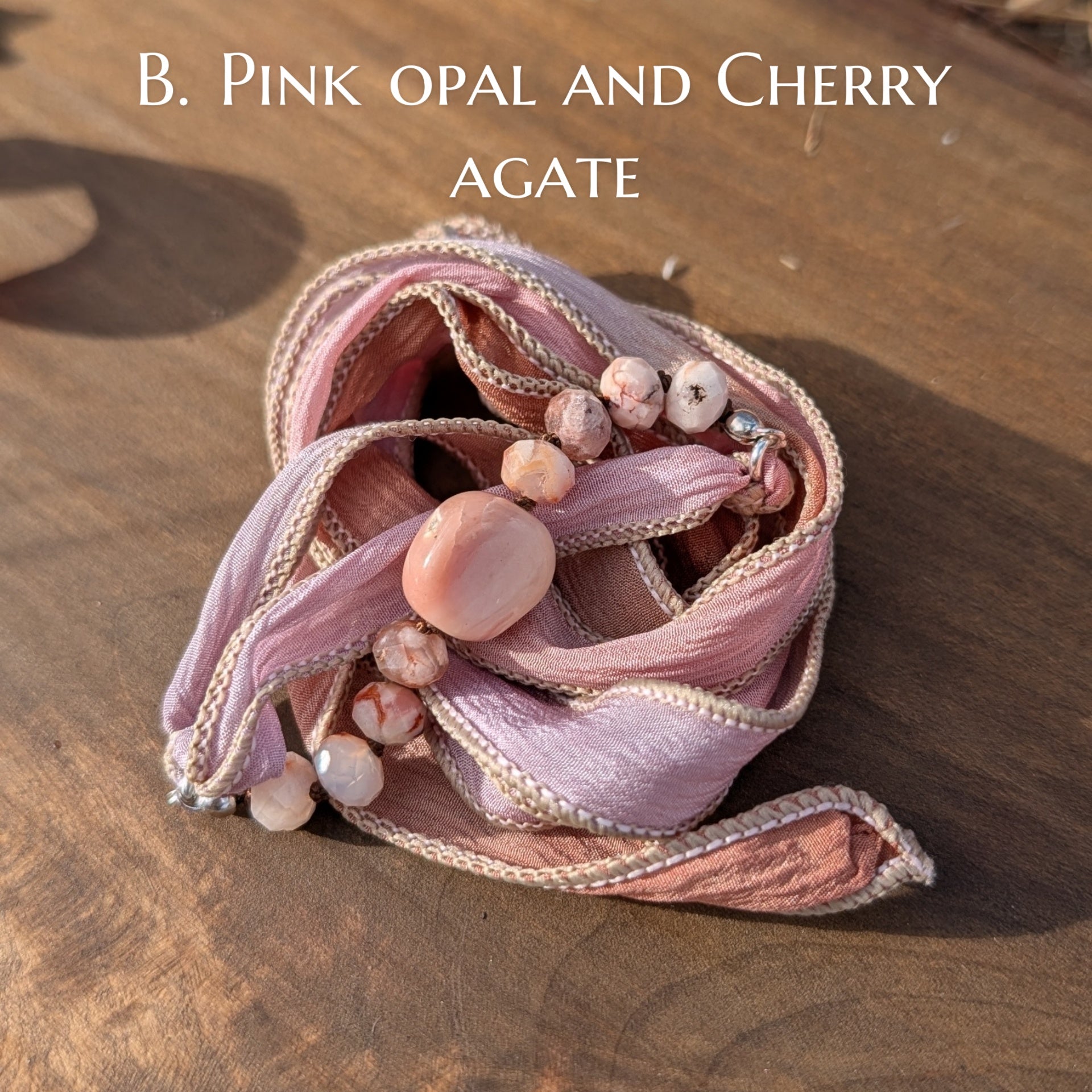 Multi Way Silk Ribbon with Hand-knotted Gemstones