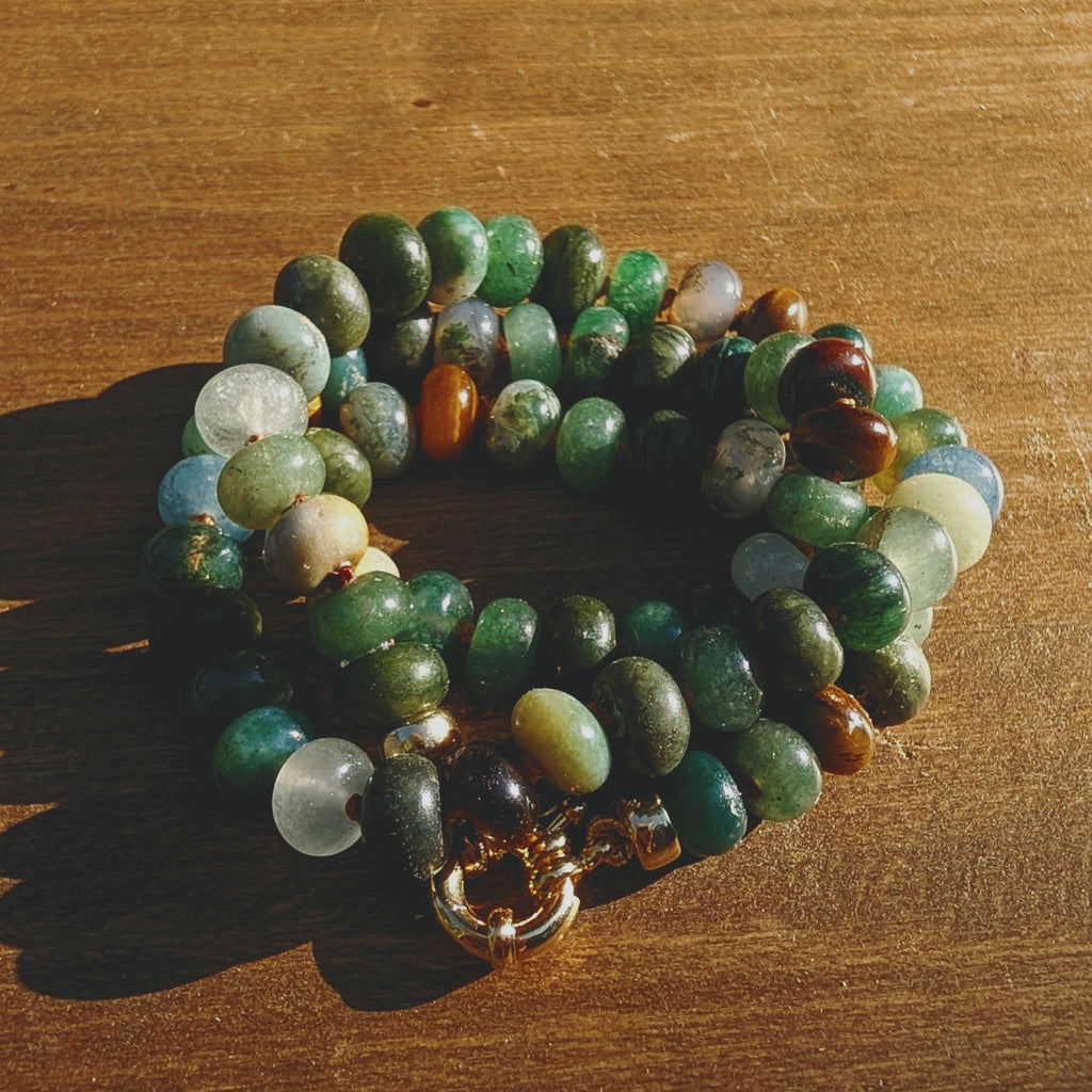 Forest Gemstone Necklace – Jade, Agate & Tiger’s Eye