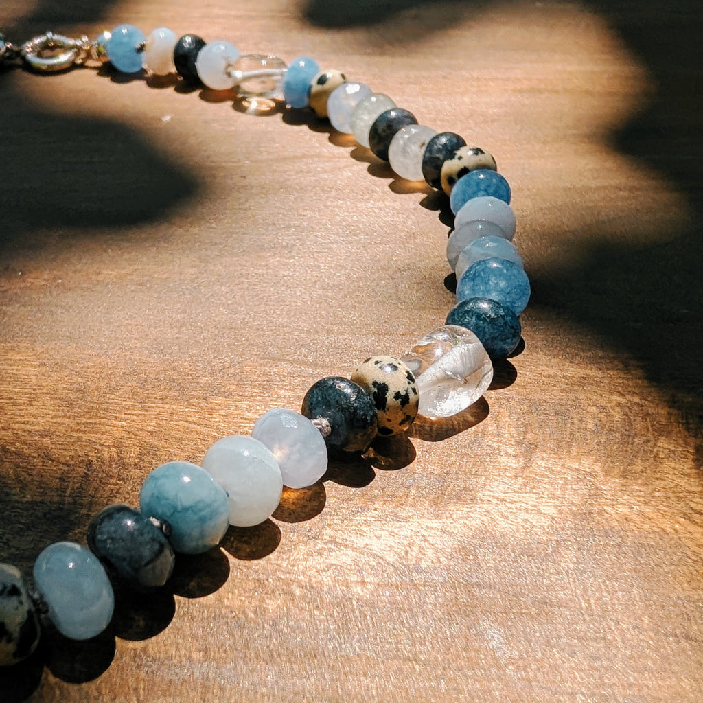 Blue Multi Gemstones Hand-Knotted Necklace