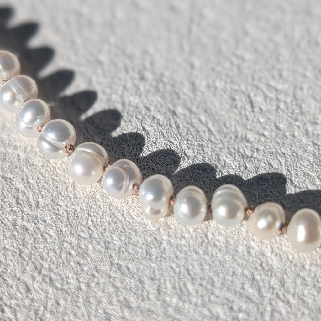 Freshwater Pearl Silk Necklace with 14K Gold Filled Magnetic Clasp